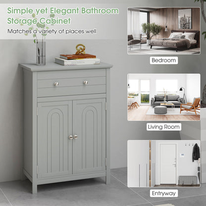 Modern 2 Door Storage Cabinet with Drawer & Adjustable Shelf