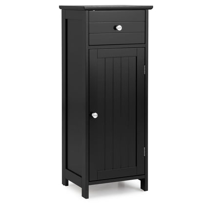 Compact Wooden Bathroom Storage Cabinet with Adjustable Shelf & Drawer