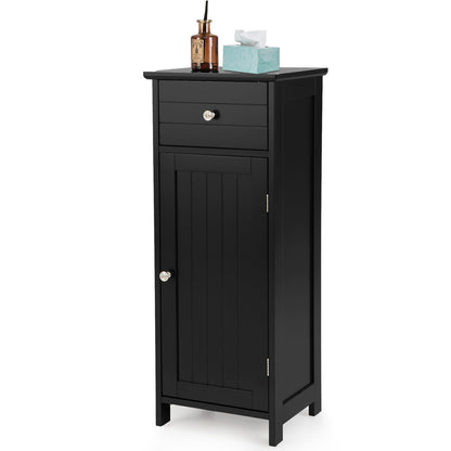 Compact Wooden Bathroom Storage Cabinet with Adjustable Shelf & Drawer