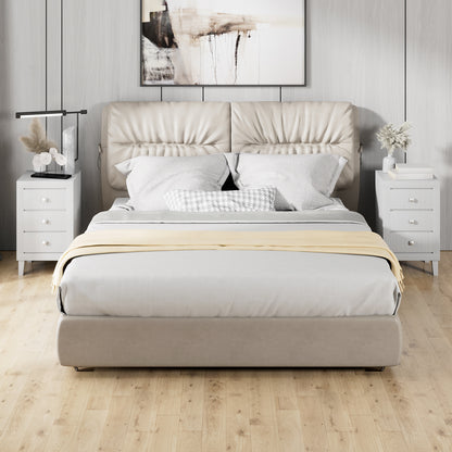 Sleek Modern Nightstand with Ample Storage and 3 Drawers - White