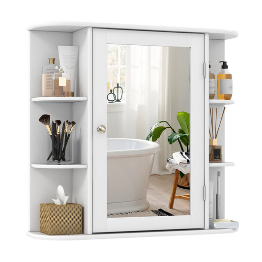 Wall-Mounted Bathroom Cabinet with Mirror, Adjustable Shelves & Ample Storage