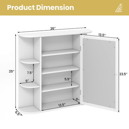 Wall-Mounted Bathroom Cabinet with Mirror, Adjustable Shelves & Ample Storage