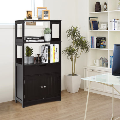 MDF Multifunctional Storage Cabinet with Shelves, Drawer & Enclosed Cabinet