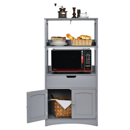 MDF Multifunctional Storage Cabinet with Shelves, Drawer & Enclosed Cabinet