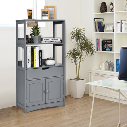 MDF Multifunctional Storage Cabinet with Shelves, Drawer & Enclosed Cabinet