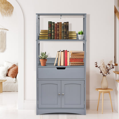 MDF Multifunctional Storage Cabinet with Shelves, Drawer & Enclosed Cabinet