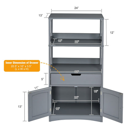 MDF Multifunctional Storage Cabinet with Shelves, Drawer & Enclosed Cabinet