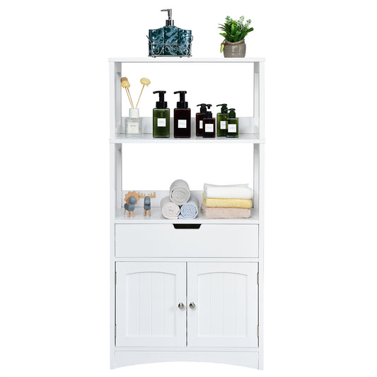 MDF Multifunctional Storage Cabinet with Shelves, Drawer & Enclosed Cabinet
