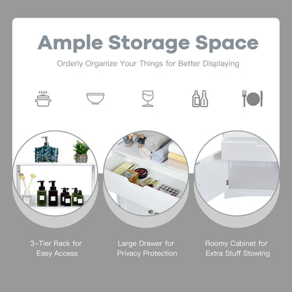 MDF Multifunctional Storage Cabinet with Shelves, Drawer & Enclosed Cabinet