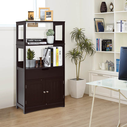 MDF Multifunctional Storage Cabinet with Shelves, Drawer & Enclosed Cabinet