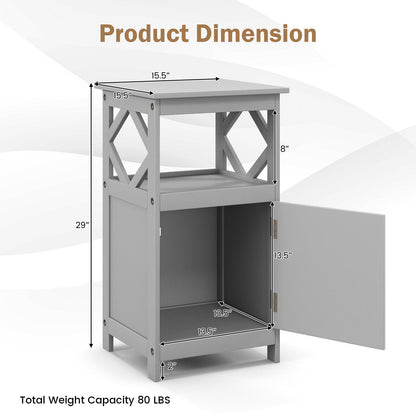 Stylish Bathroom Floor Cabinet with Open Shelf & Single Door Storage