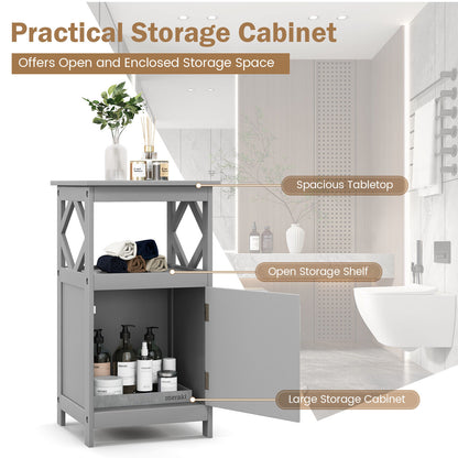 Stylish Bathroom Floor Cabinet with Open Shelf & Single Door Storage