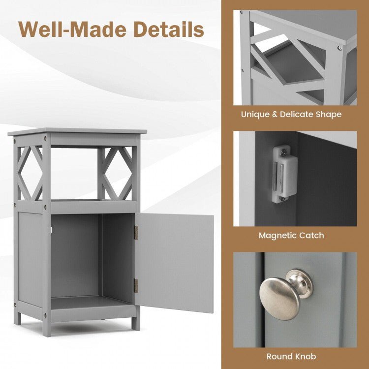 Stylish Bathroom Floor Cabinet with Open Shelf & Single Door Storage