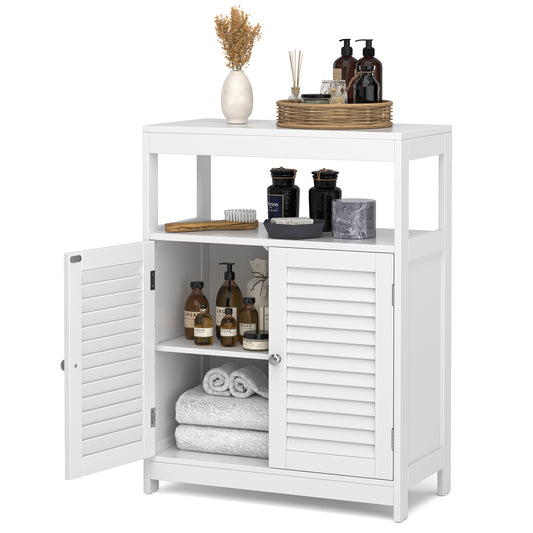 Stylish Freestanding Bathroom Cabinet with Adjustable Shelf & Shutter Doors