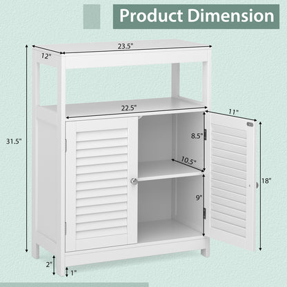 Stylish Freestanding Bathroom Cabinet with Adjustable Shelf & Shutter Doors