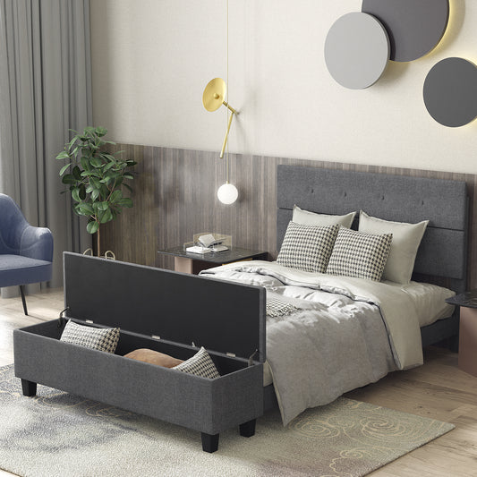Upholstered Bed Frame with Ottoman Storage – Full Size