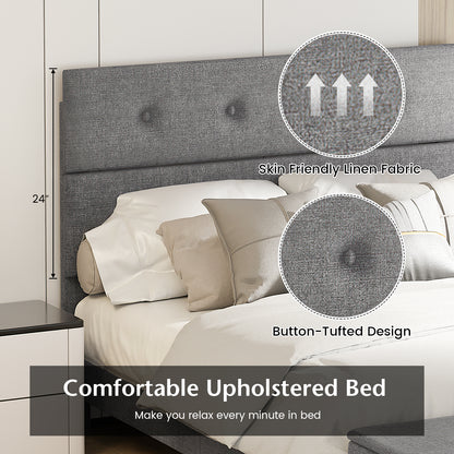 Upholstered Bed Frame with Ottoman Storage – Full Size