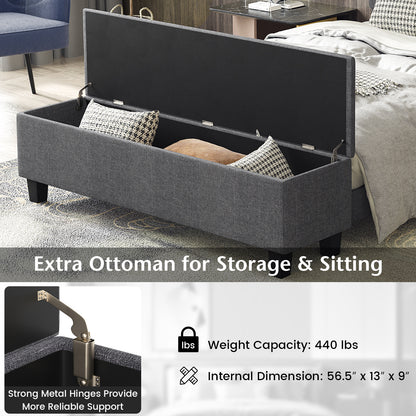 Upholstered Bed Frame with Ottoman Storage – Full Size