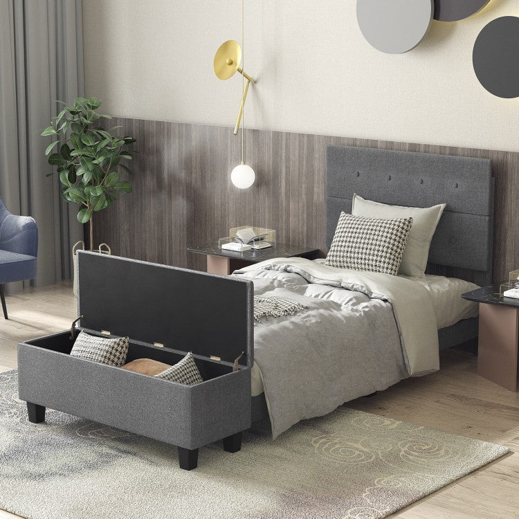 Upholstered Bed Frame with Ottoman Storage – Twin Size