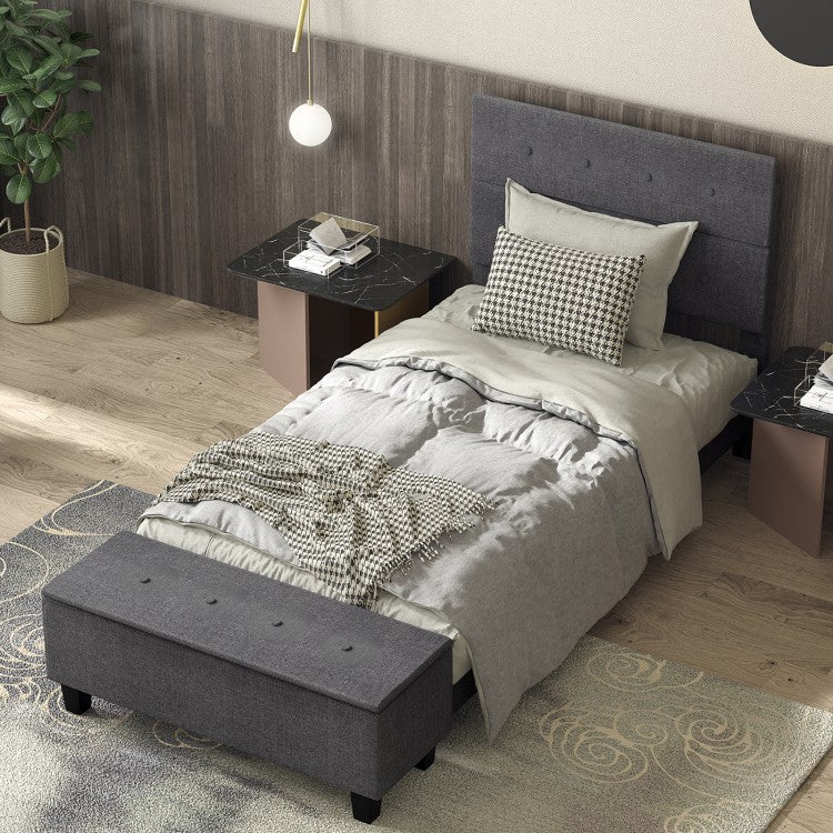 Upholstered Bed Frame with Ottoman Storage – Twin Size
