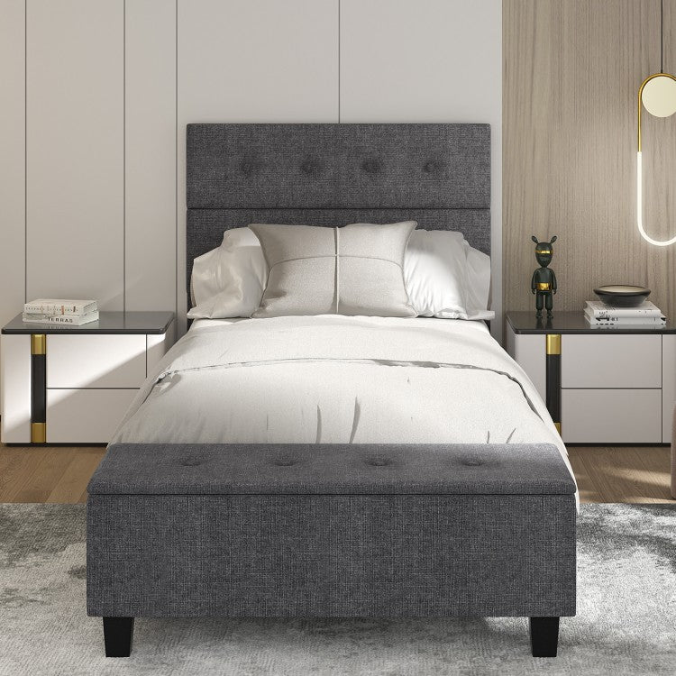 Upholstered Bed Frame with Ottoman Storage – Twin Size