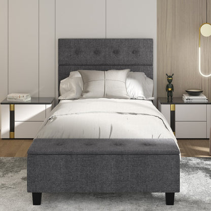 Upholstered Bed Frame with Ottoman Storage – Twin Size