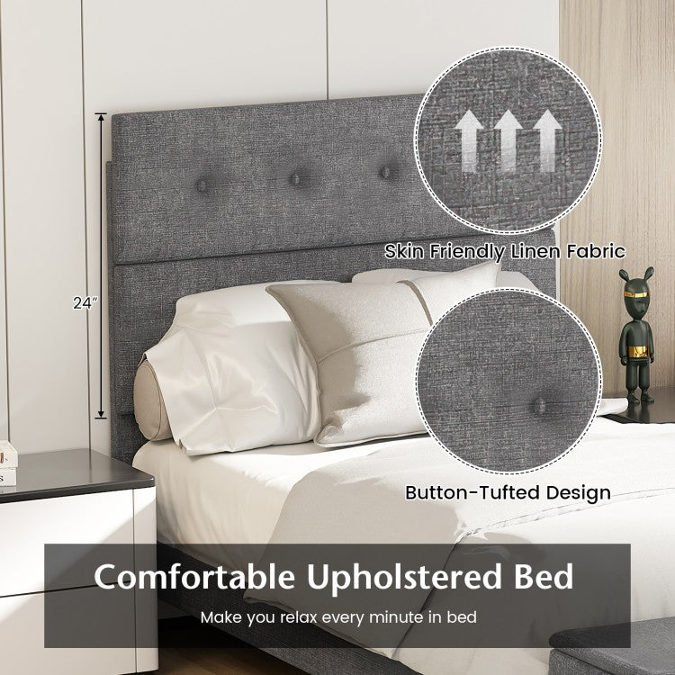 Upholstered Bed Frame with Ottoman Storage – Twin Size