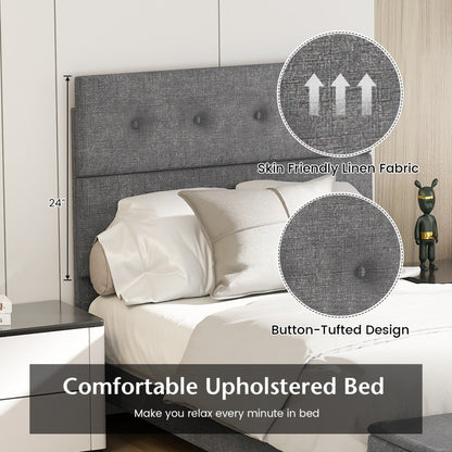 Upholstered Bed Frame with Ottoman Storage – Twin Size