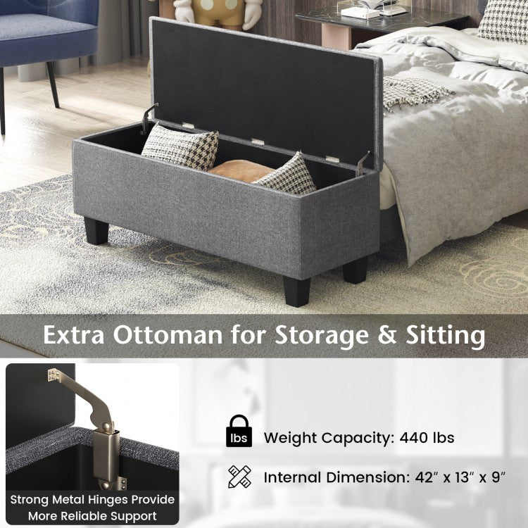 Upholstered Bed Frame with Ottoman Storage – Twin Size