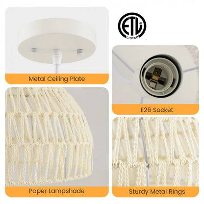 Stylish Farmhouse Rattan Pendant Light with Adjustable Rope for Versatile Spaces