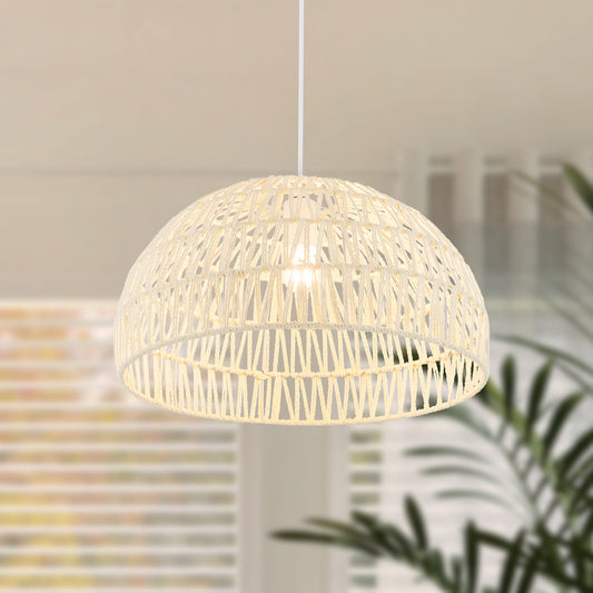 Stylish Farmhouse Rattan Pendant Light with Adjustable Rope for Versatile Spaces