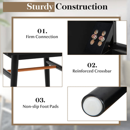 Stylish 1-Drawer Bedside Table with Sleek Handle and Sturdy Wood Legs Black