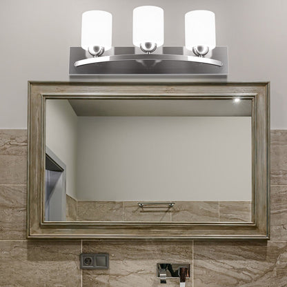 Elegant 3 Light Brushed Nickel Vanity Wall Sconce with Frosted Glass Shades