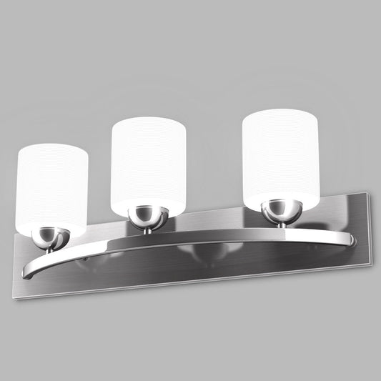 Elegant 3 Light Brushed Nickel Vanity Wall Sconce with Frosted Glass Shades