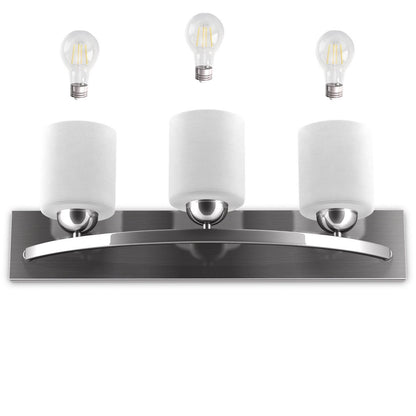 Elegant 3 Light Brushed Nickel Vanity Wall Sconce with Frosted Glass Shades