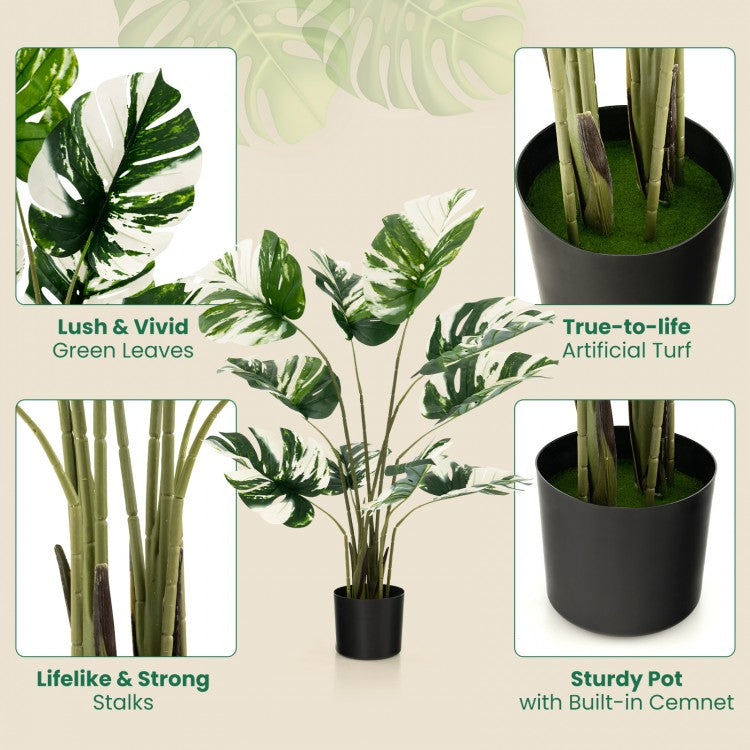2 Pack 4ft Artificial Monstera Deliciosa Plants for Indoor and Outdoor Decor