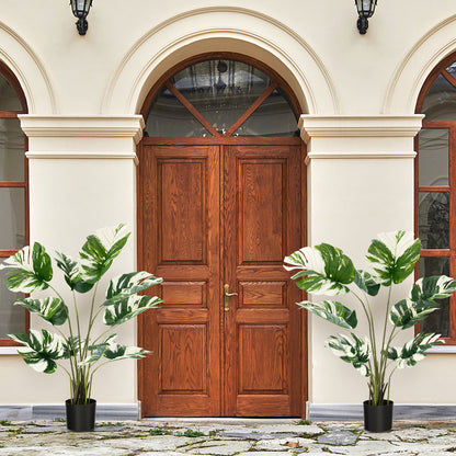 2 Pack 4ft Artificial Monstera Deliciosa Plants for Indoor and Outdoor Decor