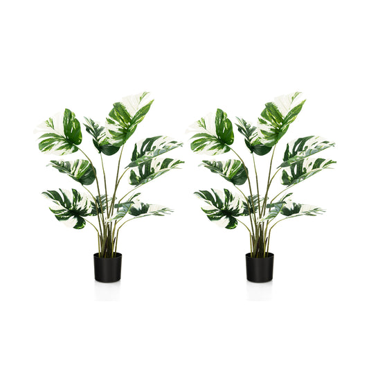 2 Pack 4ft Artificial Monstera Deliciosa Plants for Indoor and Outdoor Decor