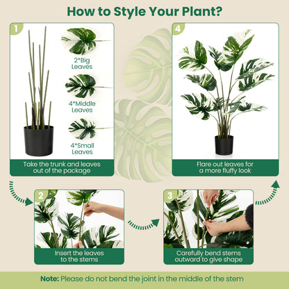 2 Pack 4ft Artificial Monstera Deliciosa Plants for Indoor and Outdoor Decor