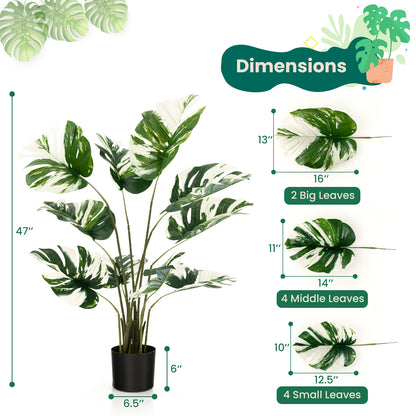 2 Pack 4ft Artificial Monstera Deliciosa Plants for Indoor and Outdoor Decor