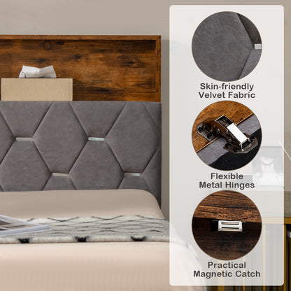 Premium Upholstered Bed Frame with Storage Headboard – Full & Queen Size