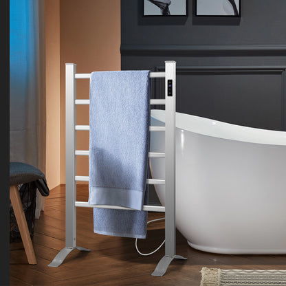 Freestanding & Wall-Mounted 6 Bar Towel Warmer with Timer & LED Display