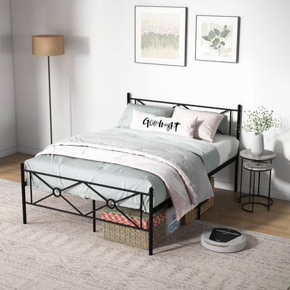Elegant Metal Platform Bed Frame with Headboard and Footboard – Full & Queen Size
