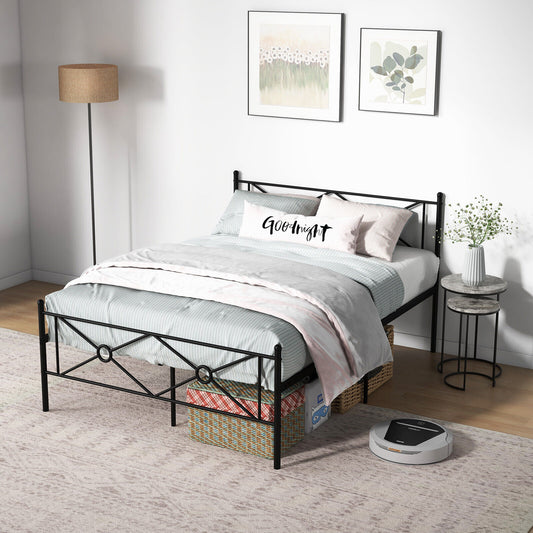 Elegant Metal Platform Bed Frame with Headboard and Footboard – Full & Queen Size