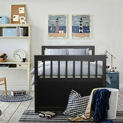 Wood Twin Captain’s Bed with Trundle and Three Storage Drawers for Kids or Guest Room Dark Brown