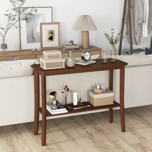 Modern 2-Tier Console Table with Open Shelf for Entryway or Living Room