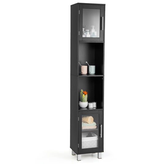 71" Tall Bathroom Storage Cabinet with Display Shelves & Organizer for Bedroom