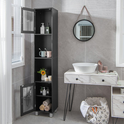 71" Tall Bathroom Storage Cabinet with Display Shelves & Organizer for Bedroom