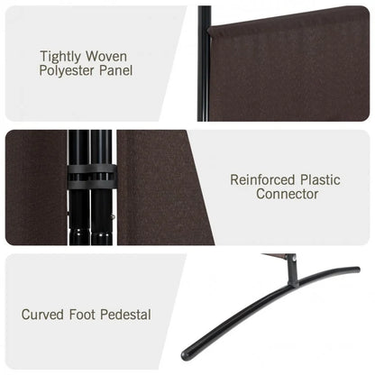 6 Foot 3 Panel Brown Room Divider with Durable Hinges and Steel Base