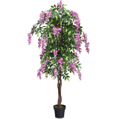 Elegant 6' Artificial Wisteria Tree with Lush Silk Leaves and Flowers
